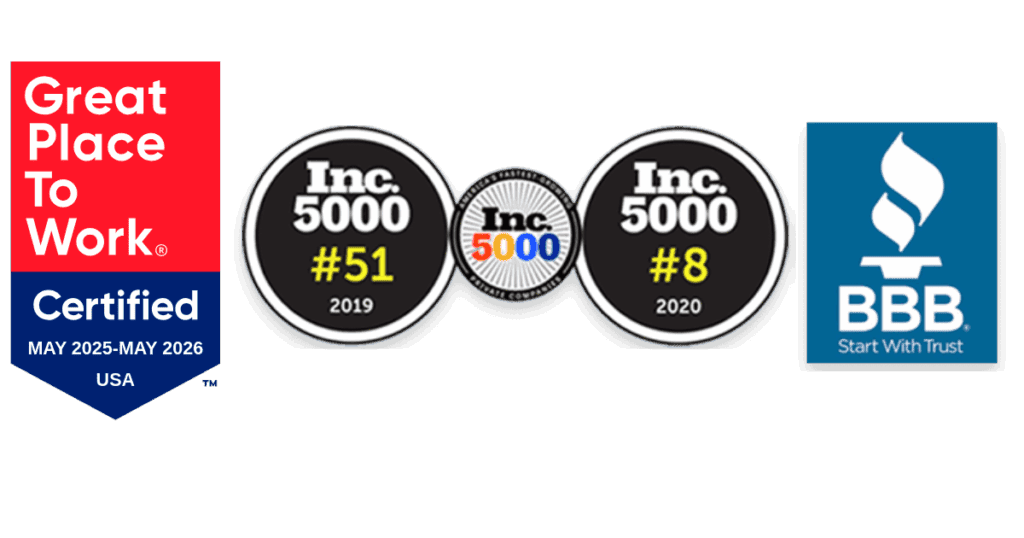 NMB awards: Great Place To Work Certified, Inc. 5000, BBB accredited